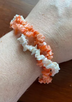 Vintage Avon White Pink Twist Coral Branch Bracelet 7.25" Long