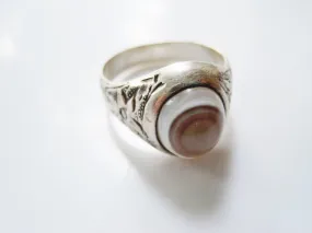 Vintage Eye Agate Yemeni Silver Ring