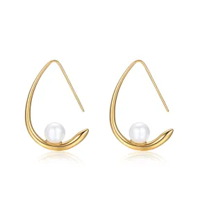 Waterdrop Shape with Pearl Hook Earrings