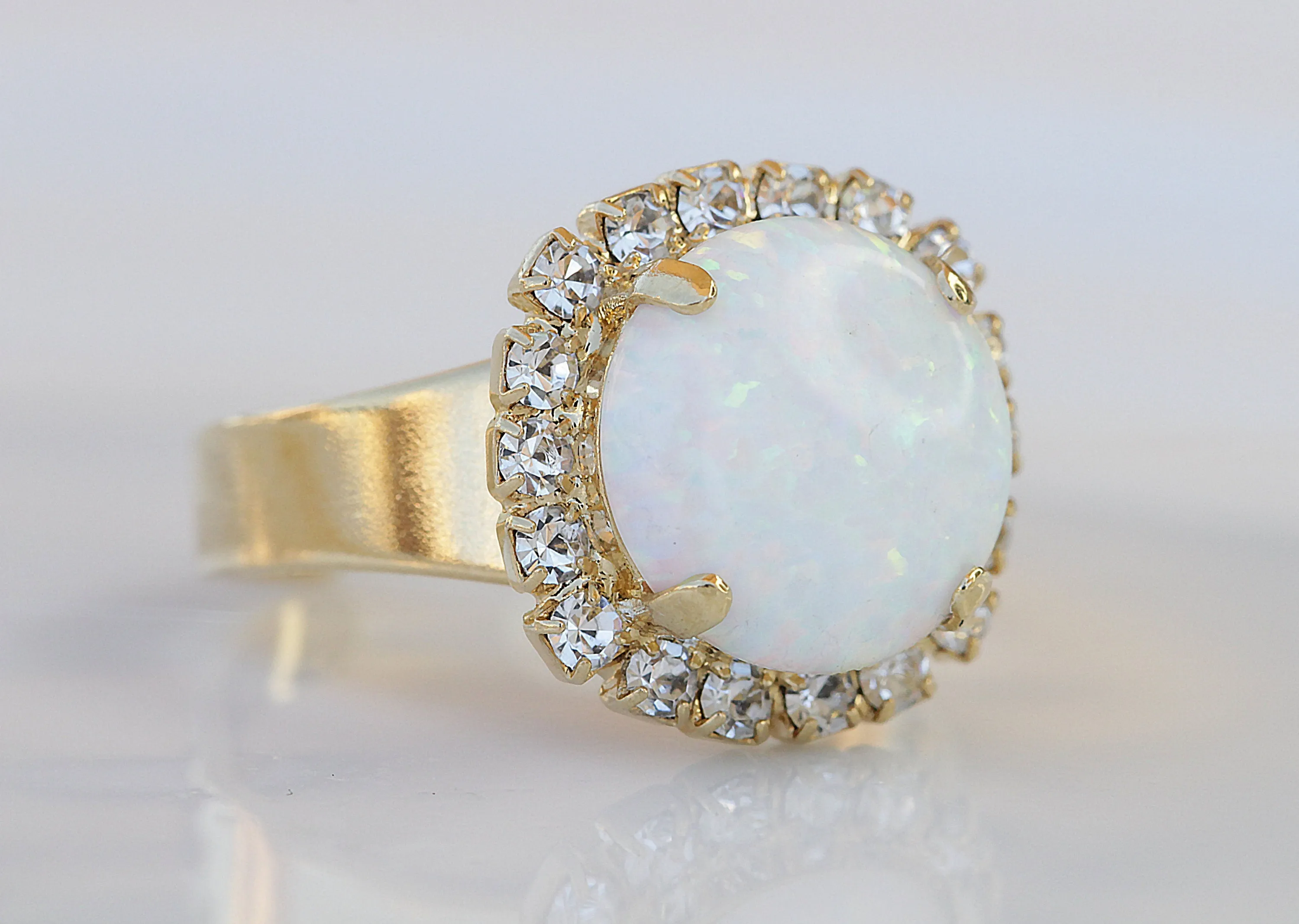 White Opal Gold Ring