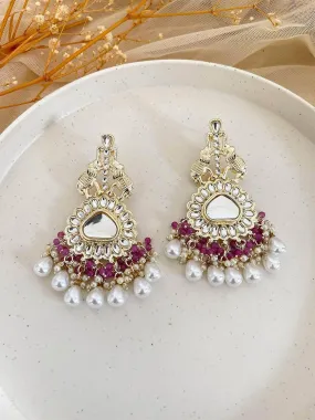 Wine Colored Chandbali Earrings