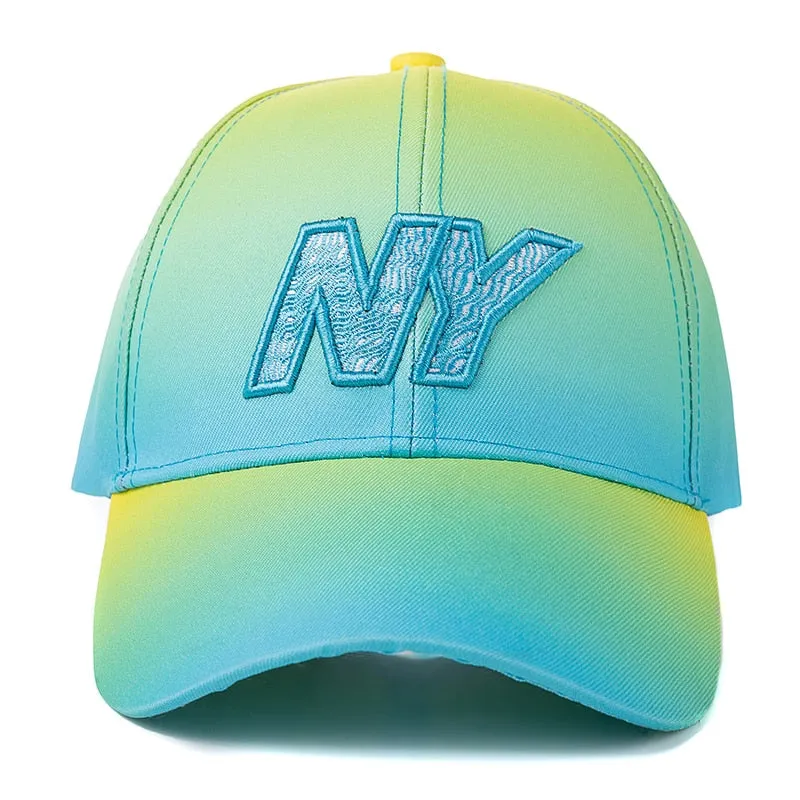 Women Tie Dye Cap Fashion NY Letter Embroidered Baseball Cap Dazzling Female Casual Adjustable Outdoor High Quality Hat Cap