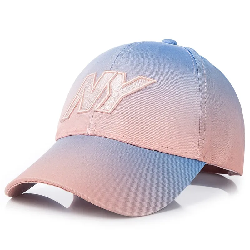 Women Tie Dye Cap Fashion NY Letter Embroidered Baseball Cap Dazzling Female Casual Adjustable Outdoor High Quality Hat Cap