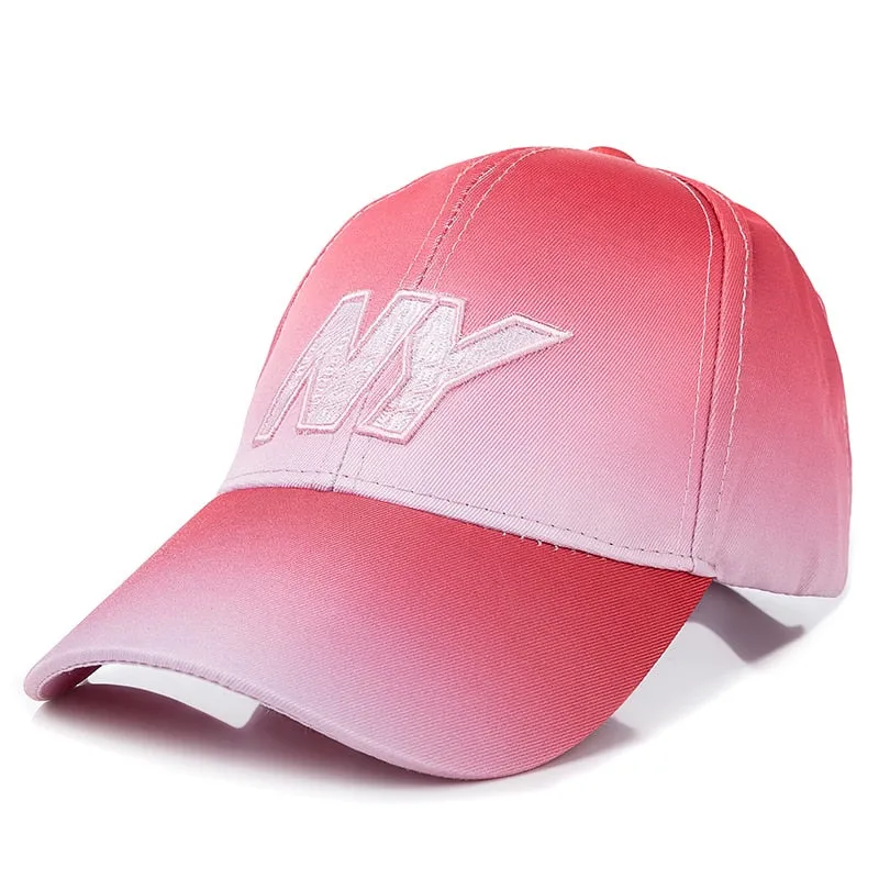 Women Tie Dye Cap Fashion NY Letter Embroidered Baseball Cap Dazzling Female Casual Adjustable Outdoor High Quality Hat Cap