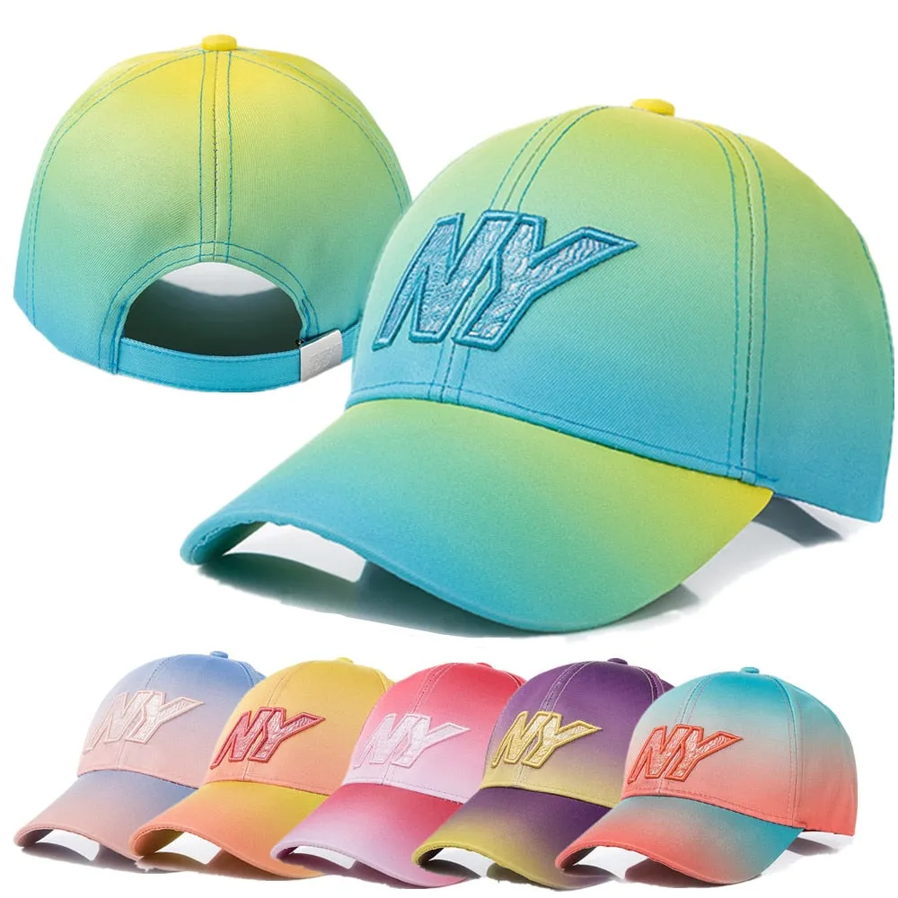 Women Tie Dye Cap Fashion NY Letter Embroidered Baseball Cap Dazzling Female Casual Adjustable Outdoor High Quality Hat Cap