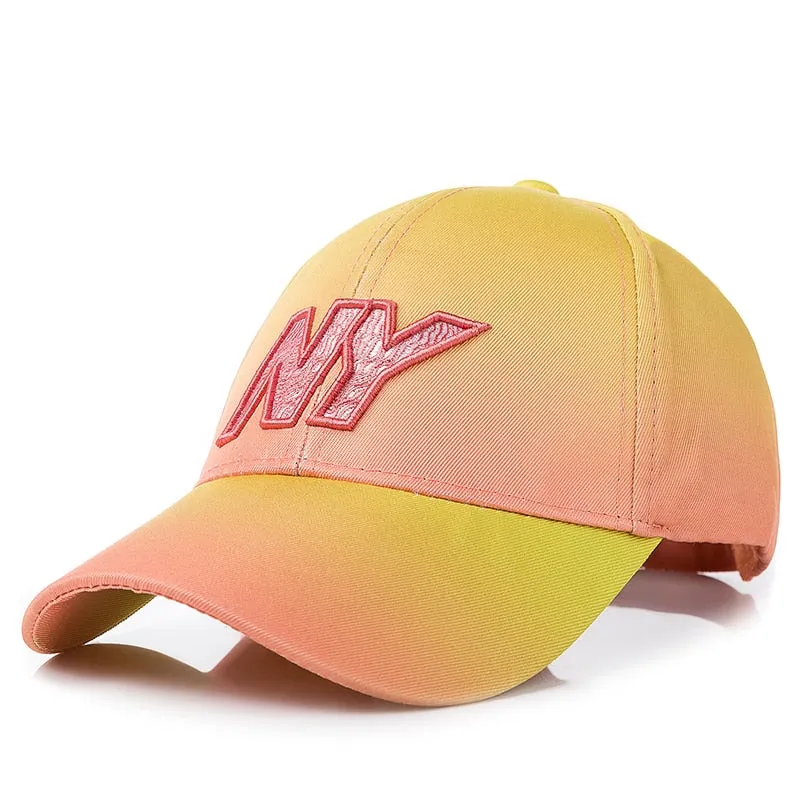 Women Tie Dye Cap Fashion NY Letter Embroidered Baseball Cap Dazzling Female Casual Adjustable Outdoor High Quality Hat Cap