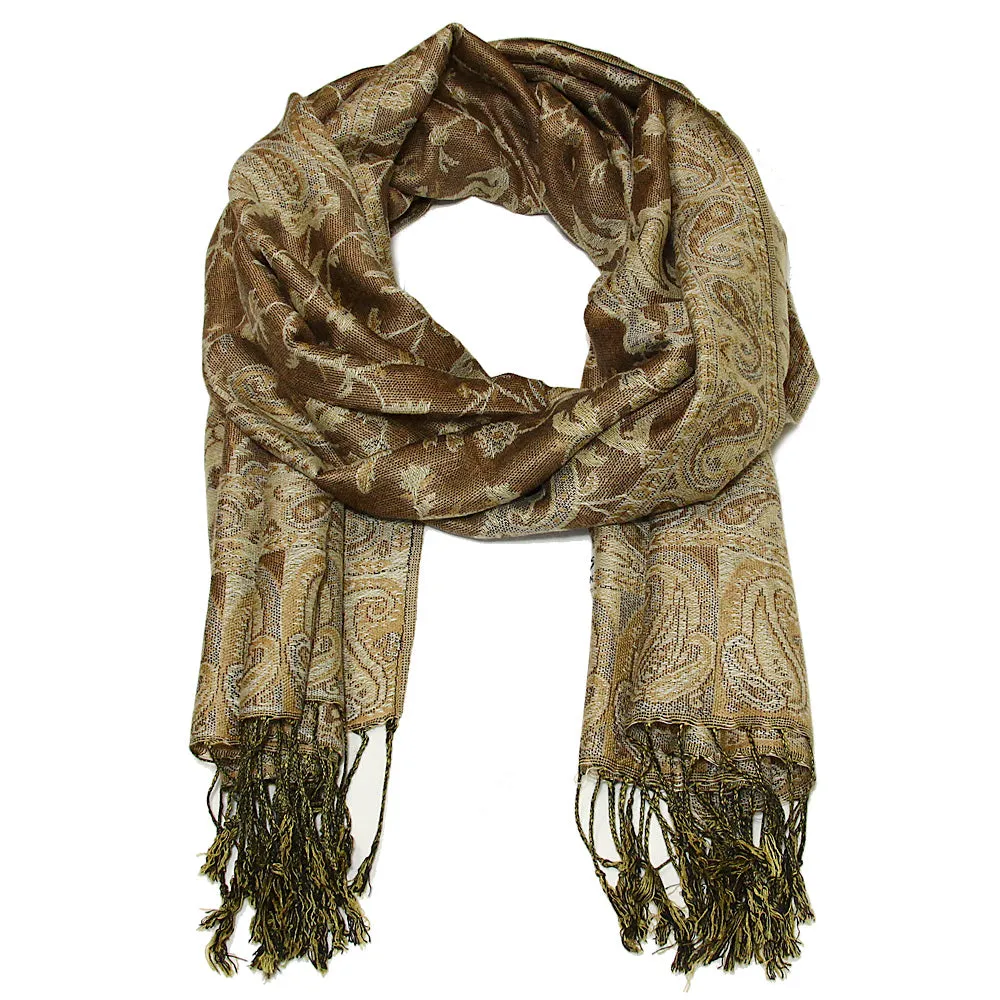 Women's Paisley Pashmina Scarf - Beige