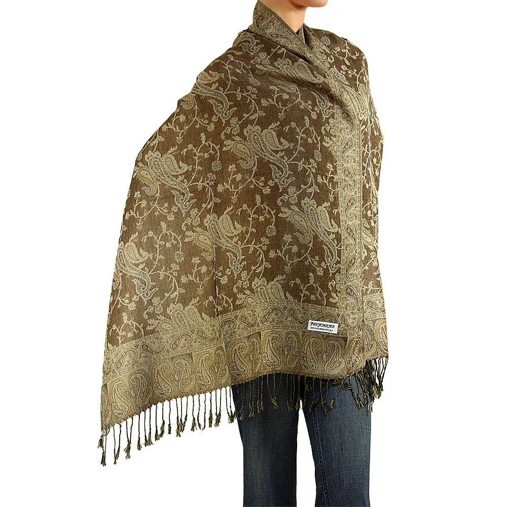 Women's Paisley Pashmina Scarf - Beige