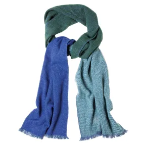 Wool Color Block Scarf- Blue and Green