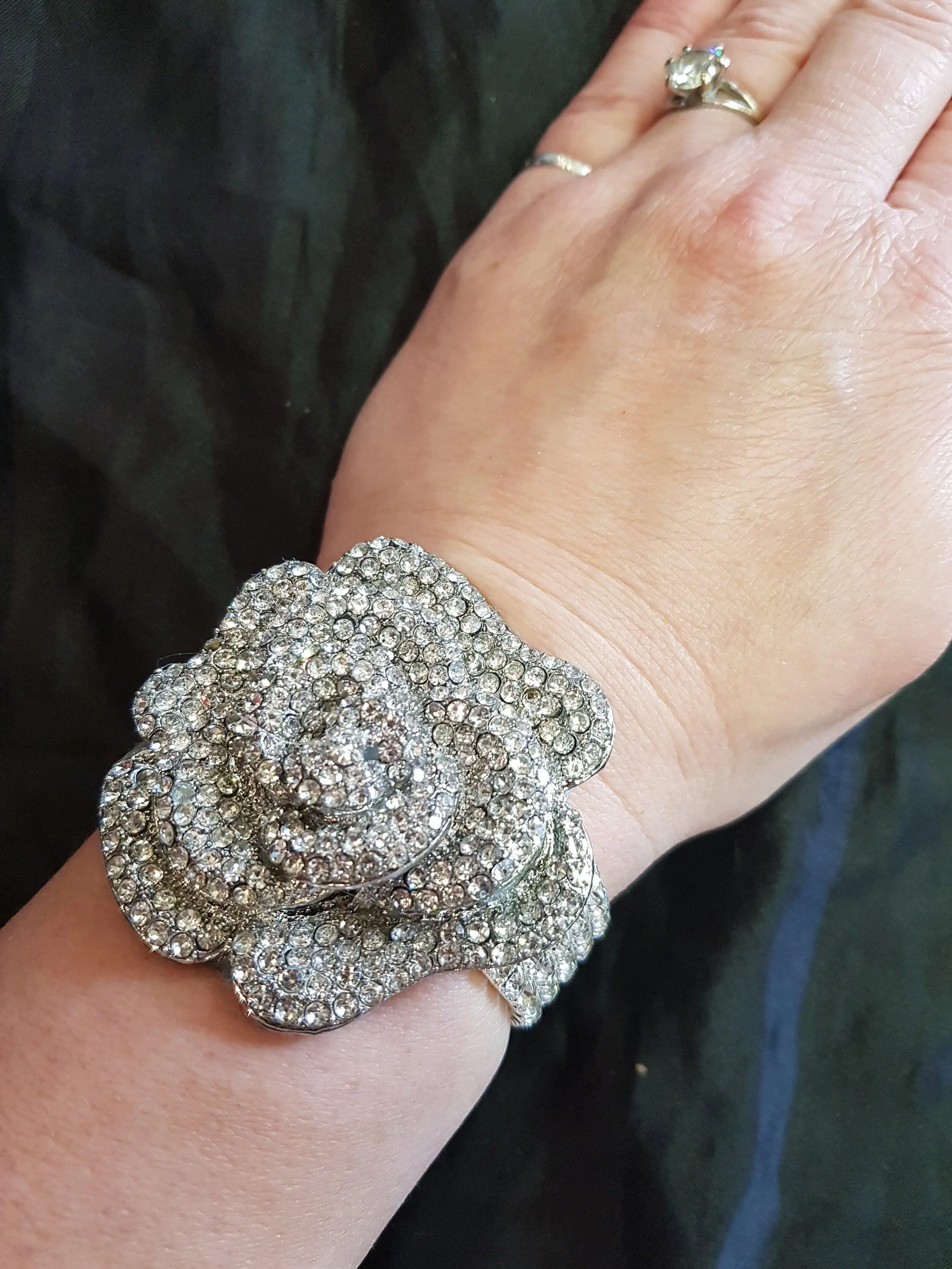 Wrist corsage ,Crystal Rose Wedding Cuff, bridesmaid Bracelet, Rose gold by Crystal wedding uk