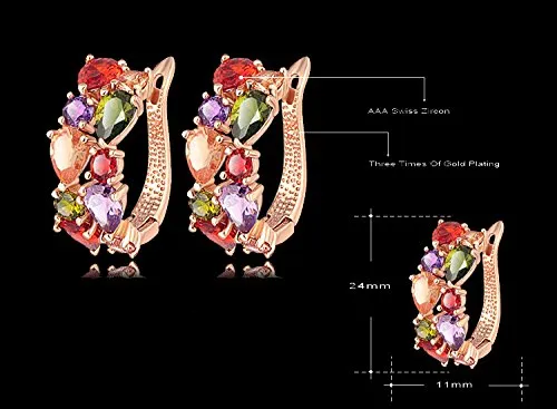 Yellow Chimes Clip On Earrings for Women Multicolor Swiss Zircon Rosegold Plated Crystal Clip-On Earrings for Women and Girls.