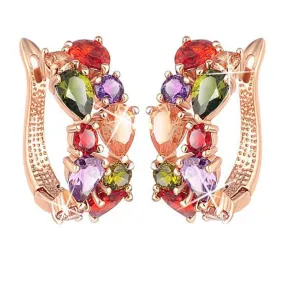 Yellow Chimes Clip On Earrings for Women Multicolor Swiss Zircon Rosegold Plated Crystal Clip-On Earrings for Women and Girls.