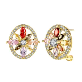 Yellow Chimes Swiss AAA Zircon Multicolor Oval Earrings for Women and Girls