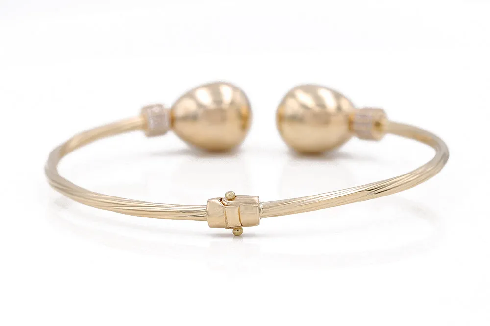 Yellow Gold 14k Fashion Balls Bangle Bracelet With Cz