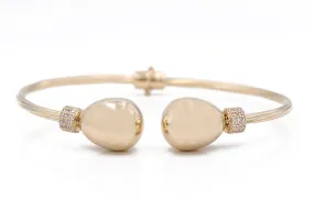 Yellow Gold 14k Fashion Balls Bangle Bracelet With Cz