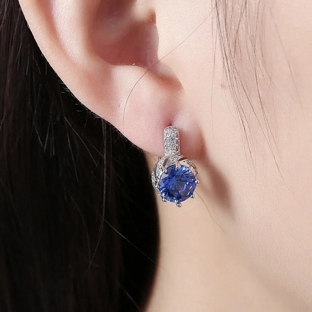 Zircon Earring Blue Round Diamond Romantic Wind Earring Clip