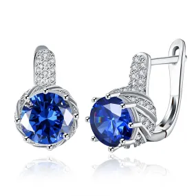 Zircon Earring Blue Round Diamond Romantic Wind Earring Clip