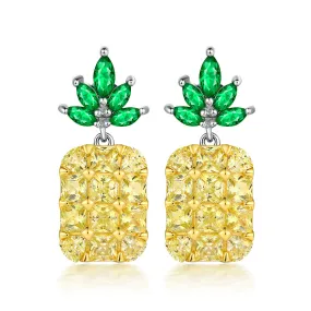 Zircon Pineapple Silver Studs Earrings for Women