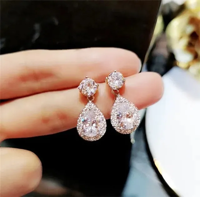 Zircon Water Drop Earrings