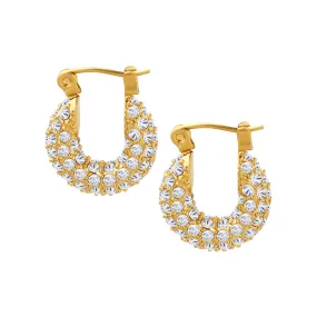 Zirconia Embellished U-Shaped Earrings - Everyday Genie Collection