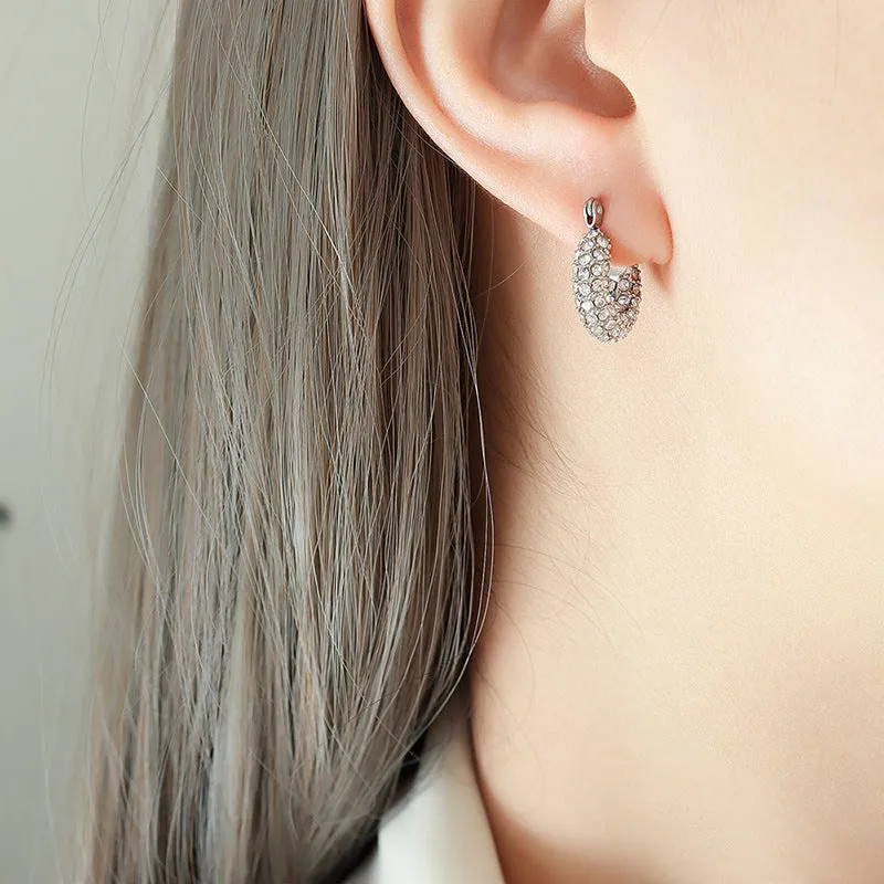 Zirconia Embellished U-Shaped Earrings - Everyday Genie Collection