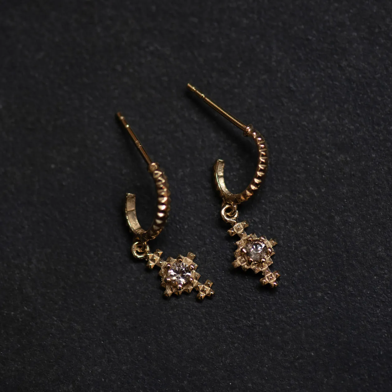 Zoe & Morgan Indie Earrings - Gold Plated & Peach Zircon